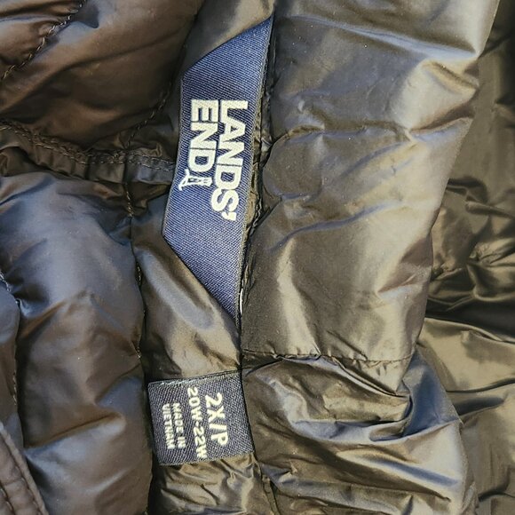 Lands End Plus Petite Ultralight Packable Down Coat With Hood Black 2X Petite - Picture 10 of 16